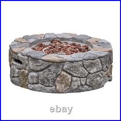 Teamson Garden Small Gas Fire Pit Outdoor Heater with Lava Rocks & Cover Patio