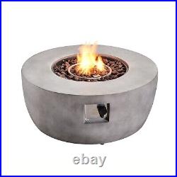 Teamson Home Garden Gas Fire Pit Table Heater Lava Rocks Cover Patio Grey Stone
