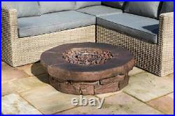 Teamson Home Outdoor Garden Low Gas Fire Pit Table Heater, Lava Rocks & Cover