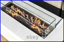 Teamson Home Outdoor Garden XL Gas Fire Pit Table Heater with Lava Rocks & Cover