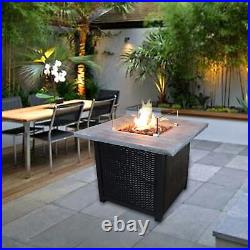 Teamson Outdoor Garden Gas Fire Pit Table Heater Glass Lava Rocks & Cover Patio