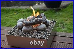 The Santos Gas Fire Pit Propane Outdoor Garden Heater Log Pebble Portable