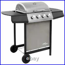 VidaXL Gas BBQ Grill with 4 Burners Black and Silver Outdoor Barbecue Grill