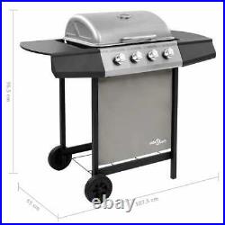 VidaXL Gas BBQ Grill with 4 Burners Black and Silver Outdoor Barbecue Grill