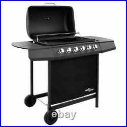 VidaXL Gas BBQ Grill with 6 Burners Black Natural Gas Barbecue Side Burner