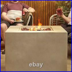 VonHaus Gas Fire Pit Square Firepit with Regulator, Hose, Handles, MgO Material