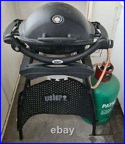 Weber Q1200 BBQ with Stand + NEW UNUSED GRATES + large gas cylinder. London NW4