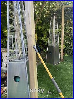 X2 (£90 each) Pyramid Flame Tower Outdoor Gas Patio Heater Stainless Steel